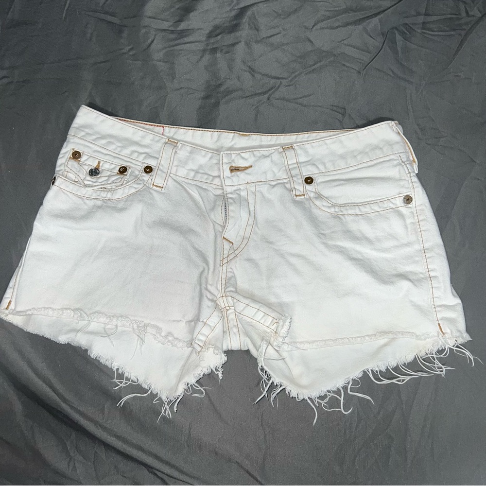 True Religion White Jean Shorts Size 32
